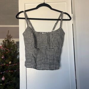 The reformation linen gingham strap tank